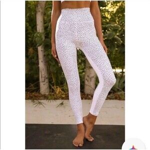 ALL FENIX Montana Mauve Pink Polka Dot Print High-Impact Leggings size M